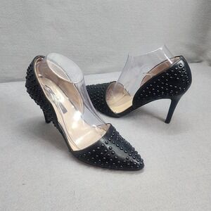 French Connection Studded dOrsay Pumps Black Pointed Toe‎ Heels Womens 8.5